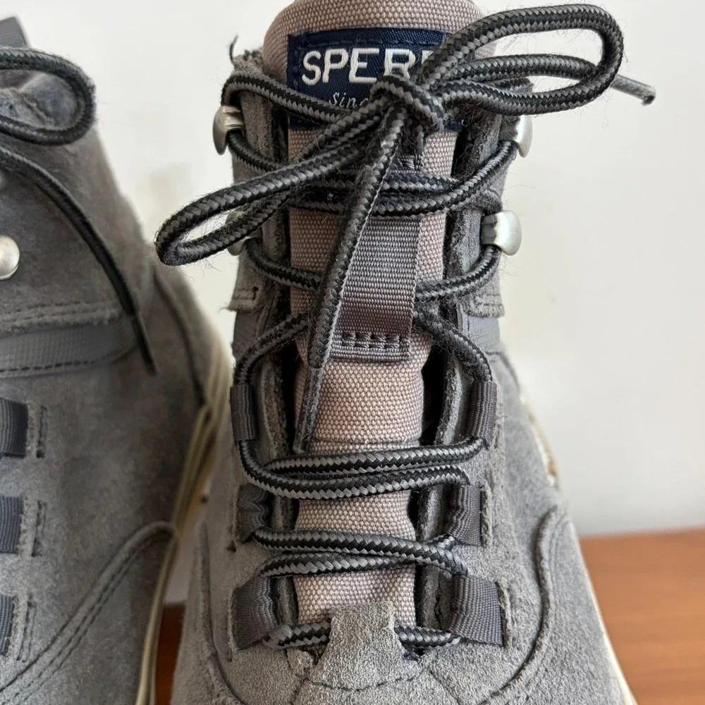 Sperry Mens Gray Suede High Top Sneaker Boots STS22654 Size 8.5